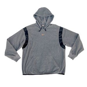 NIKE Rare Vintage White Tag Y2K Center Swoosh Gray & Black Fleece Hoodie Sz XL